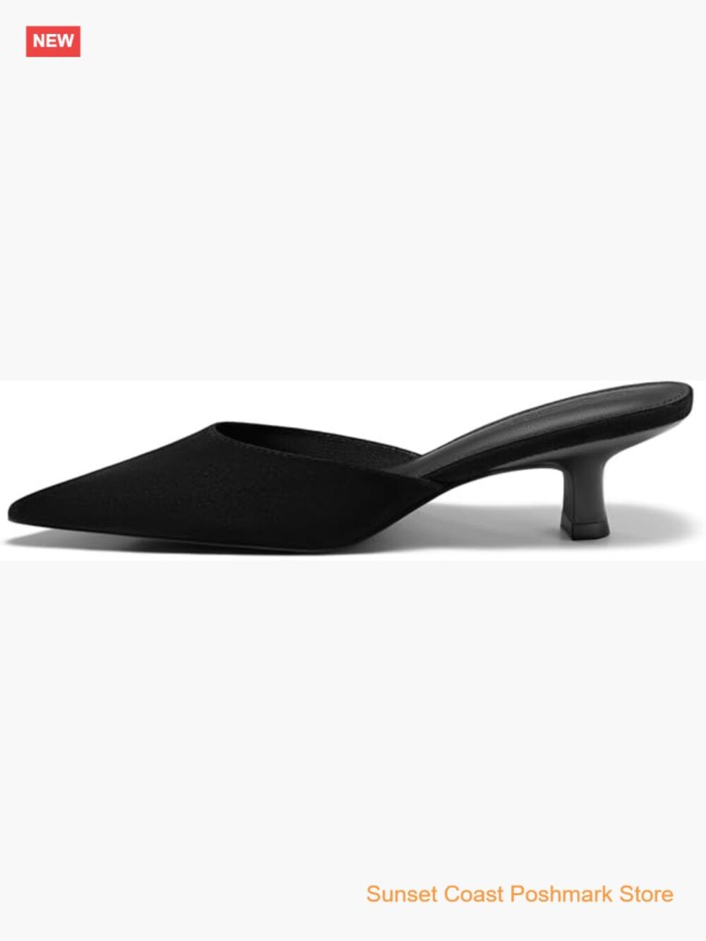 Kitten Low Heels Mules Closed Pointed Toe Pumps Slip On Backless Dress Shoes - Picture 1 of 5